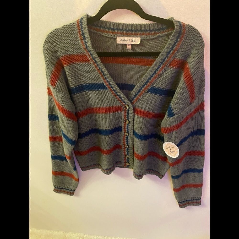 Harlow & Rose button Down striped cardigan M